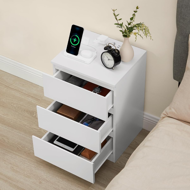 Nachttisch mit Ladefunktion ZION, 35x40x59 cm, weiß