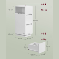 Nachttisch ROBIN, 30x25x65cm, weiß 