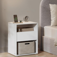 Nachttisch LUCIANO mit Ladefunktion, 35x45x58,3 cm, weiß