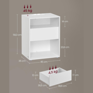 Nachttisch LUCIANO mit Ladefunktion, 35x45x58,3 cm, weiß