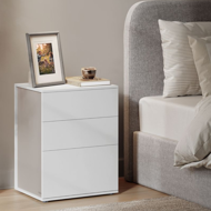 Nachttisch RAMONA, 58×35×45 cm, matt weiß/beige