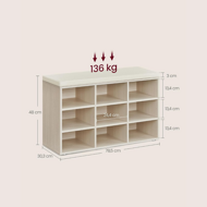 Schuhschrank mit gepolsterter Sitzbank GABI,9 Fächer, 30,3 x 78,5 x 48 cm, naturbeige 