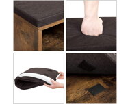 Schuhschrank mit gepolsterter Sitzbank GABI, 10 Fächer, 104x30x48 cm, dunkelbraun/schwarz