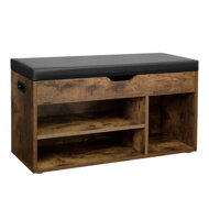 Schuhschrank mit Bank und Stauraum LUJZA, 80x30x44 cm, dunkelbraun/schwarz