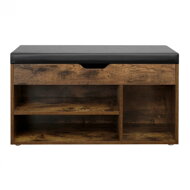 Schuhschrank mit Bank und Stauraum LUJZA, 80x30x44 cm, dunkelbraun/schwarz