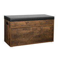 Schuhschrank mit Bank und Stauraum LUJZA, 80x30x44 cm, dunkelbraun/schwarz