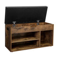 Schuhschrank mit Bank und Stauraum LUJZA, 80x30x44 cm, dunkelbraun/schwarz