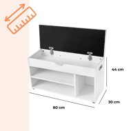 Schuhschrank mit Bank und Stauraum LUJZA, 80x30x44 cm, weiß