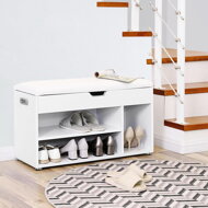 Schuhschrank mit Bank und Stauraum LUJZA, 80x30x44 cm, weiß