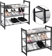 Stapelbares Schuhregal IDA, 3 Regalböden, 74x31x63 cm, schwarz