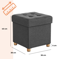 Sitzbank mit Stauraum und Beinen OTO, 38x38x40 cm, anthrazit