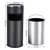 Standascher mit Mülleimer SMOKE, 60,5x24,5 cm, schwarz