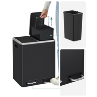 Abfalltrennsystem SORT, 2x15 l, schwarz