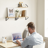 Wandregale ABBY, 3 Stück, 30/35/40x12 cm, schwarz/hellbraun