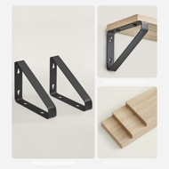 Wandregale ABBY, 3 Stück, 30/35/40x12 cm, schwarz/hellbraun