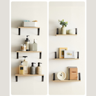 Wandregale ABBY, 3 Stück, 30/35/40x12 cm, schwarz/hellbraun