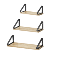 Wandregale ABBY, 3 Stück, 30/35/40x12 cm, schwarz/hellbraun