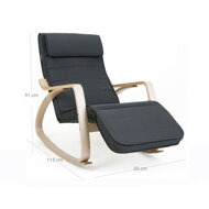 Schaukelstuhl, Liege SWING, Belastbarkeit 150 kg, 67x115x91 cm, anthrazit