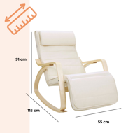 Schaukelstuhl, Liege SWING, Belastbarkeit 150 kg, 67x115x91 cm, beige