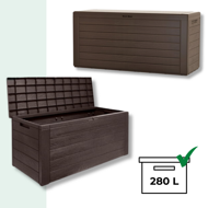 Aufbewahrungsbox WOODEBOX, 280 l, 120x46x57 cm, dunkelbraun