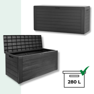 Aufbewahrungsbox WOODEBOX, 280 l, 120x46x57 cm, anthrazit