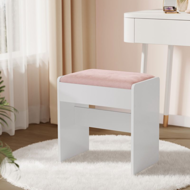 Gepolsterter Hocker/Stuhl VELVET für Schminktisch, 45×45×28,6 cm, weiß/rosa
