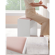 Gepolsterter Hocker/Stuhl VELVET für Schminktisch, 45×45×28,6 cm, weiß/rosa