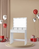 Schminktisch VANESA mit großem Spiegel und Beleuchtung, 80x40x140 cm, weiß