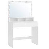 Schminktisch VANESA mit großem Spiegel und Beleuchtung, 80x40x140 cm, weiß