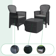 Gartenmöbel-Set TREE, 3-teilig, anthrazit