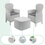 Gartenmöbel-Set TREE, 3-teilig, weiß