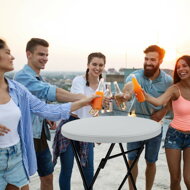 Kunststoff-Party-Tisch LYDA, Ø 72x110 cm, weiß