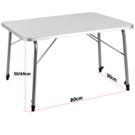 Campingklapptisch FOKA, 80x54x51-70 cm, weiß