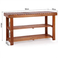 Bank für den Flur mit Schuhablage NINA, 90x32x46 cm, naturbraun