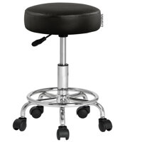 Hocker auf Rollen OXANA mit Fußstütze, Ø35 cm, schwarz