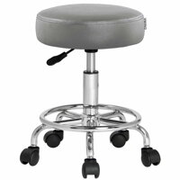 Hocker auf Rollen OXANA mit Fußstütze, Ø35 cm, grau
