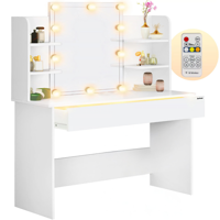 Schminktisch LUCIA mit Beleuchtung, 108x40x140 cm, weiß