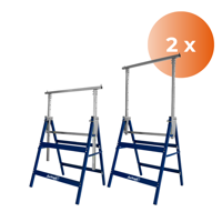 Teleskopische Gerüstböcke DANNY, max. 200 kg, 2 Stück, 60x56x81-130 cm, silber/blau