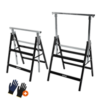 Teleskopische Gerüstböcke DANNY, 2er-Set, max. 200 kg, 60x56x81-130 cm, silber/schwarz