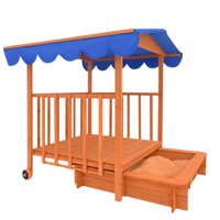 Sandkasten mit Veranda HARVY, 130x130x143 cm, braun/blau