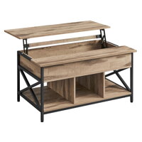 Höhenverstellbarer Couchtisch LUBOR, 60x100x(48-62) cm, camelbraun/schwarz