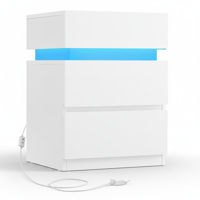 Nachttisch mit Beleuchtung DAVY, 40x35x55 cm, weiß