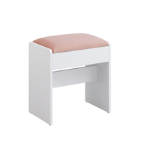 Gepolsterter Hocker/Stuhl VELVET für Schminktisch, 45×45×28,6 cm, weiß/rosa Gepolsterter Hocker/Stuhl VELVET für Schminktisch, 45×45×28,6 cm, weiß/rosa