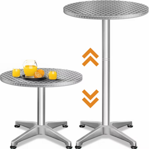 Höhenverstellbarer Aluminium Stehtisch NERO Ø60cm, silber