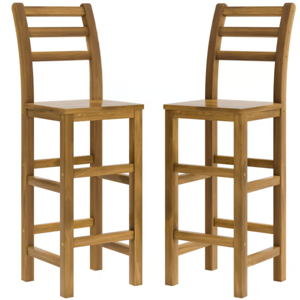 Barhocker OSLO mit Rückenlehne, 2 Stück, 40x36x110 cm, naturbraun