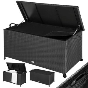 Polyrattan-Aufbewahrungsbox RICCO, 117 x 53 x 60 cm, schwarz