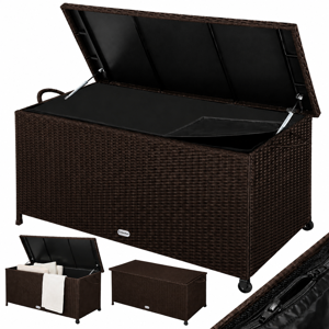 Polyrattan-Aufbewahrungsbox RICCO, 117 x 53 x 60 cm, dunkelbraun