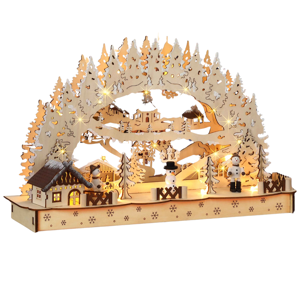 Weihnachts LED Schwibbogen CLEMENT, 45x12,5x28cm, naturbraun