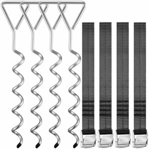 Bodenanker-Set, 4 Stück, 42,5x8,5 cm, silber
