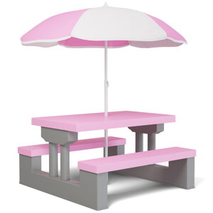 Kindersitzgruppe mit Sonnenschirm JASMIN, 67x78,5x42,5cm, rosa/grau